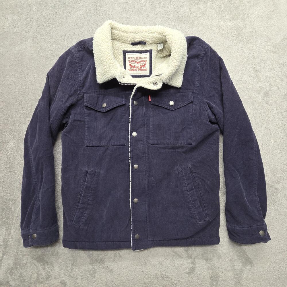 Levi's Jacket Mens S Blue Corduroy Sherpa Lined Insulated Full Zip